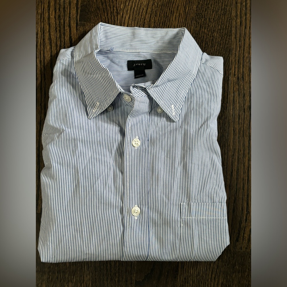 J. Crew Men's Blue Striped Shirt Size L